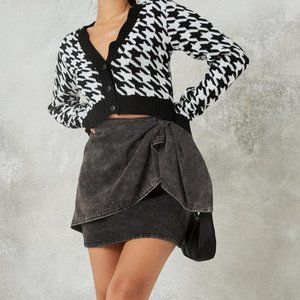 Missguided Bow Wrap Denim Skirt